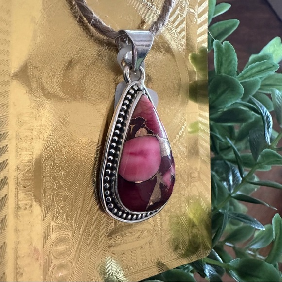 Brand New Sterling Silver 925 Red Rose Dahlia Teardrop Pendant Necklace - Picture 4 of 7